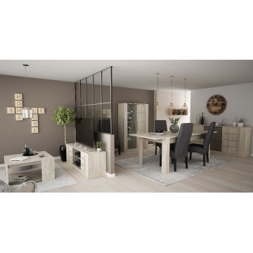 Table avec rallonge 170/230x90cm chêne champagne/béton -Dépôt Bailleul