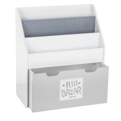 Bibliothèque grise pour enfant avec tiroir - Le Dépôt Bailleul