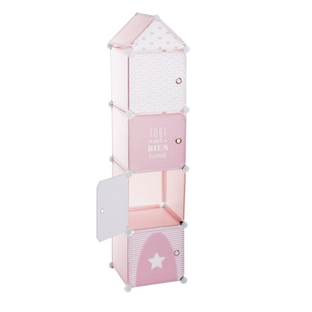 Boîte de rangement en tissu rose poudré pour étagère Milo