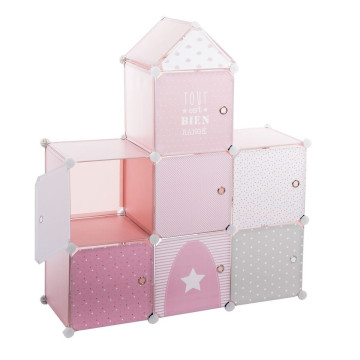 Rangement enfant en tissu rose en forme de château - Le Dépôt Bailleul