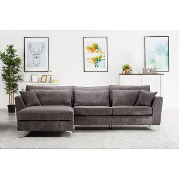 Canapé d'angle gauche ISLA  de coloris gris - Le Dépôt Bailleul.