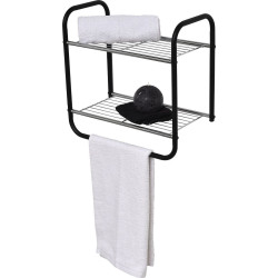 Etagère murale 2 niveaux porte serviettes en métal - Le dépôt Bailleul