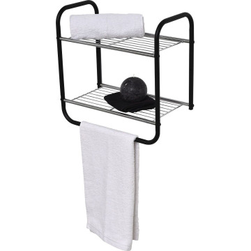 Etagère murale 2 niveaux porte serviettes en métal - Le dépôt Bailleul
