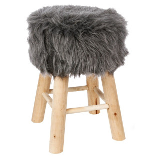 Tabouret fourrure gris...