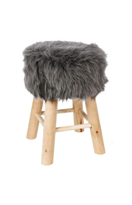 Tabouret fourrure gris...