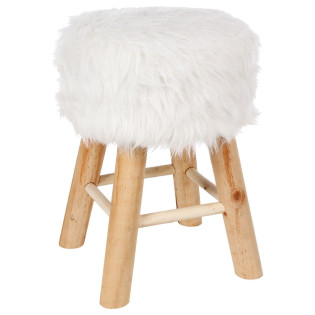 Tabouret fourrure blanc...