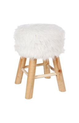 Tabouret fourrure blanc...