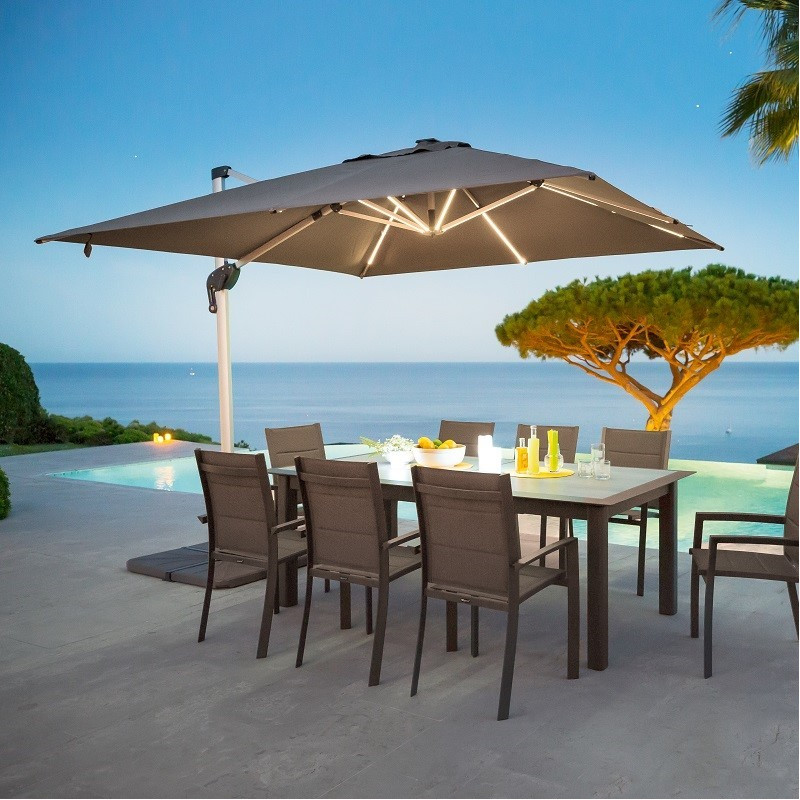 Parasol carré avec LEDs Equador Hespéride