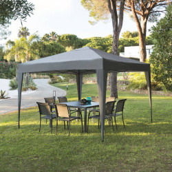 Gazebo Hespéride Le Depot BAILLEUL Certeli 3x3 M – Struttura In Acciaio, Telo Poliestere Idrorepellente, Colore Grafite/ardesia