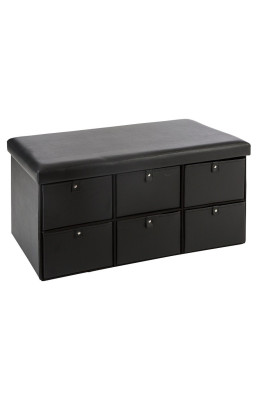 Grand pouf à tiroirs simili...