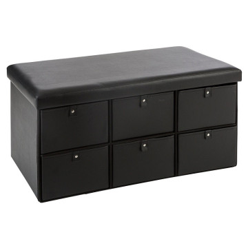 Grand pouf à tiroirs simili noir Atmosphera - Le Dépôt Bailleul