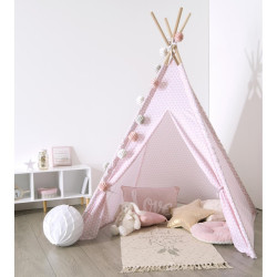 Tipi / cabane pour enfant coloris rose en tissu - Le Dépôt Bailleul