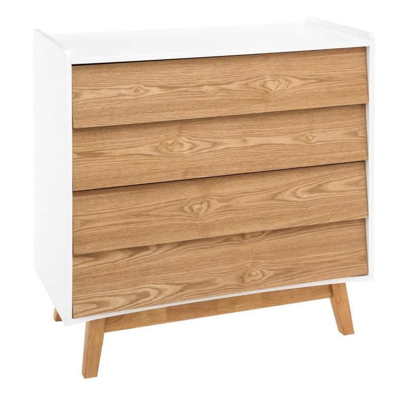 Commode 4 tiroirs bois Elva blanc Atmosphera