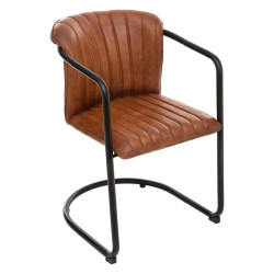 Fauteuil cuir véritable Kavi naturel Atmosphera - Le Dépôt Bailleul