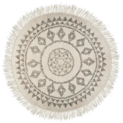 Tapis rond à franges D120 cm Etnik Atmosphera - Le Dépôt Bailleul