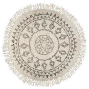 Tapis rond à franges D120 cm Etnik Atmosphera - Le Dépôt Bailleul