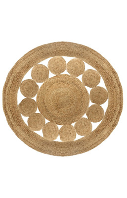 Tapis rond ajouré en jute...