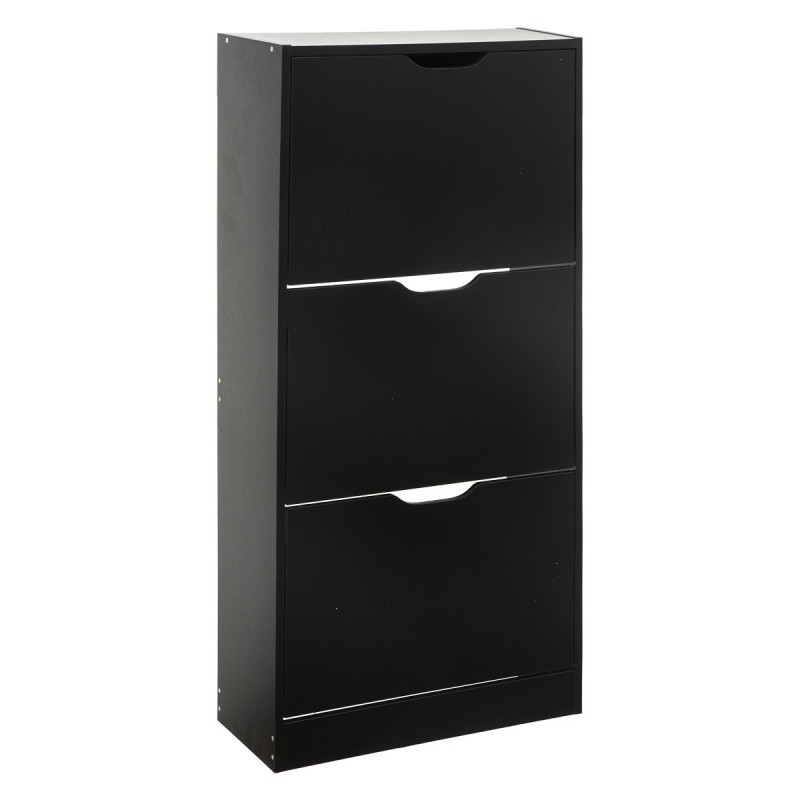 Range chaussures 3 abattants bois noir 5five Le Dépôt Bailleul