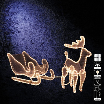 Traîneau avec renne lumineux coloris blanc chaud - Le Dépôt Bailleul