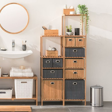 Etagère 5 niveaux salle bain Varia naturel bambou - Le dépôt Bailleul