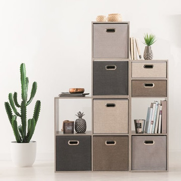 Étagère en bois naturel 4 cases collection Mix - Le Dépôt Bailleul