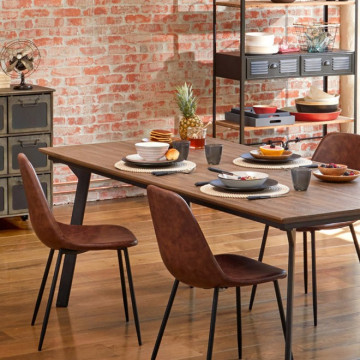 Chaise Vladi effet cuir marron Atmosphera - Le Dépôt Bailleul