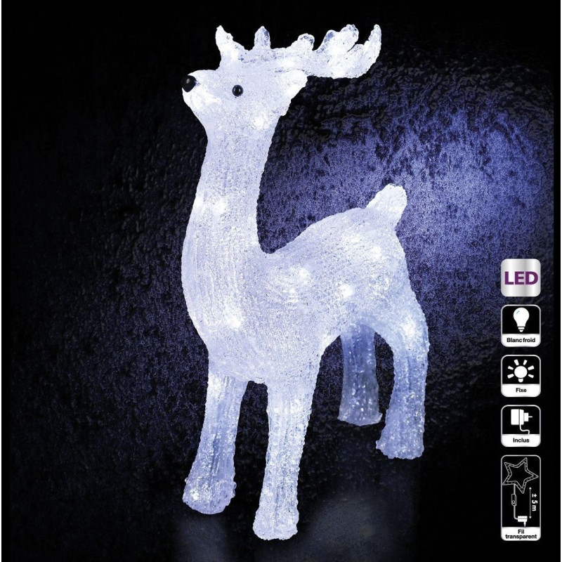 Superbe renne debout lumineux 40 LED blanches - Le Dépôt Bailleul