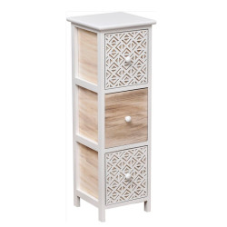 Meuble carré 3 tiroirs Séri bois blanc et décor - Le Dépôt Bailleul