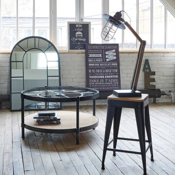 Tabouret haut Joris métal noir Atmosphera - Le Dépôt Bailleul