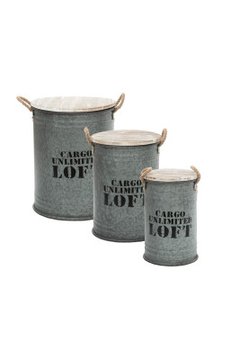 Coffres bidons gris Loft -...