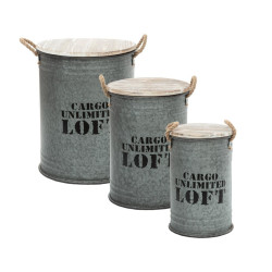 Coffres bidons gris Loft - Lot de 3 - Atmosphera - Le Dépôt Bailleul