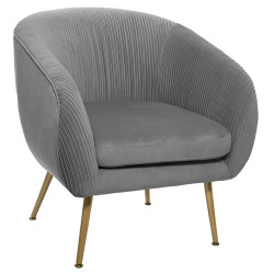 Fauteuil velours gris Solaro Atmosphera - Le Dépôt Bailleul