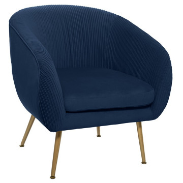 Fauteuil velours bleu Solaro Atmosphera - Le Dépôt Bailleul
