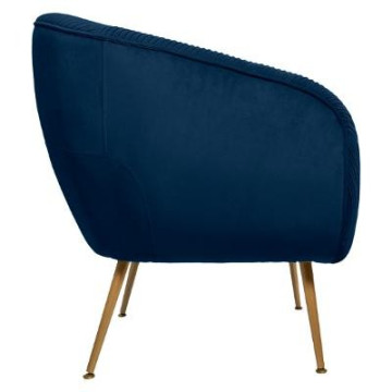 Fauteuil velours bleu Solaro Atmosphera - Le Dépôt Bailleul