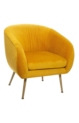 Fauteuil velours jaune...