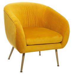 Fauteuil velours jaune Solaro Atmosphera - Le Dépôt Bailleul