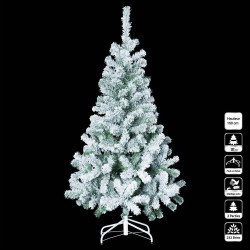 Sapin floqué blanc 150 cm design pied fourni - Le Dépôt Bailleul