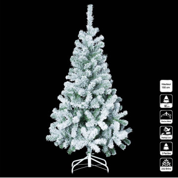Sapin floqué blanc 150 cm design pied fourni - Le Dépôt Bailleul