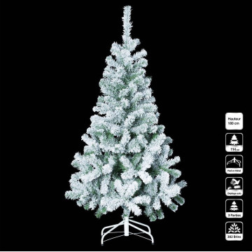 Sapin floqué blanc 180 cm design pied fourni - Le Dépôt Bailleul
