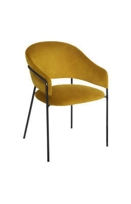 Fauteuil velours moutarde...