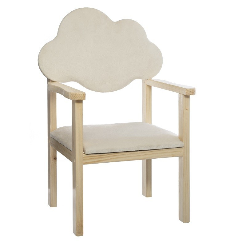 Chaise enfant nuage blanc pieds bois Atmosphera