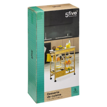 Desserte bambou 6 tiroirs roulettes 76 cm 5five - Le Dépôt Bailleul