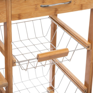 Desserte bambou 6 tiroirs roulettes 76 cm 5five - Le Dépôt Bailleul