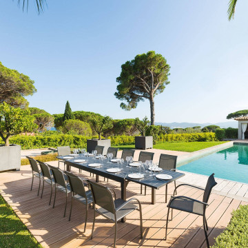 Table rectangulaire extensible noir 12 places Piazza - Dépôt Bailleul