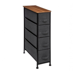 Chiffonnier 4 tiroirs coloris gris foncé tissu - Le Depot Bailleul.