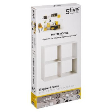 Étagère en bois 4 cases Mix coloris blanc - Le Dépôt Bailleul