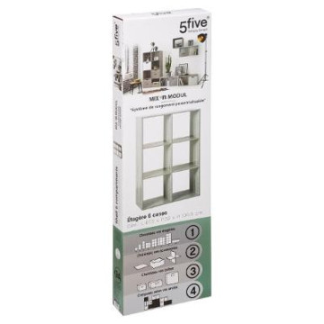 Étagère en bois 6 cases Mix coloris gris - Le Dépôt Bailleul