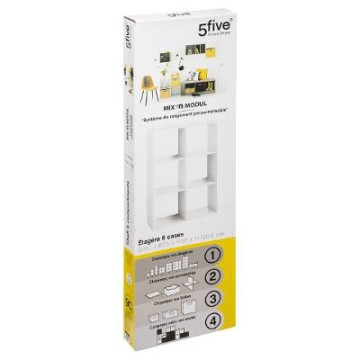 Étagère en bois 6 cases Mix coloris blanc - Le Dépôt Bailleul
