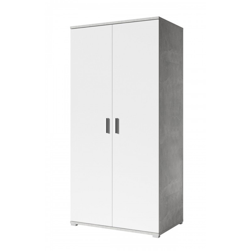 Armoire 2 portes blanc et gris Soma