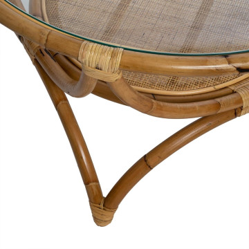 Table basse en rotin et verre Farah Atmosphera - Le Dépôt Bailleul